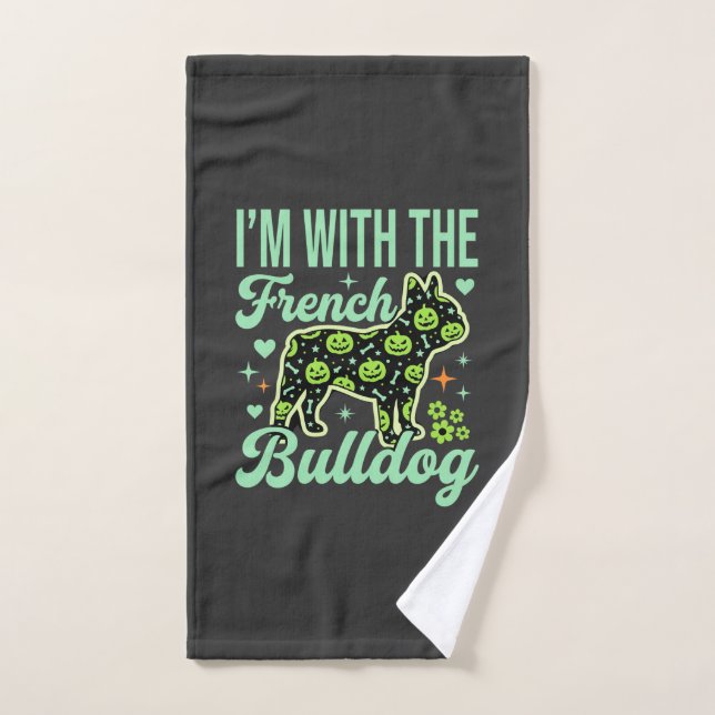 French Bulldog Halloween Pumpkin Pattern Design Hand Towel (Hand Towel)