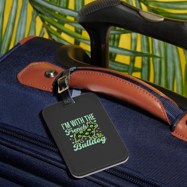 French Bulldog Halloween Pumpkin Pattern Design Luggage Tag (Front Insitu 1)