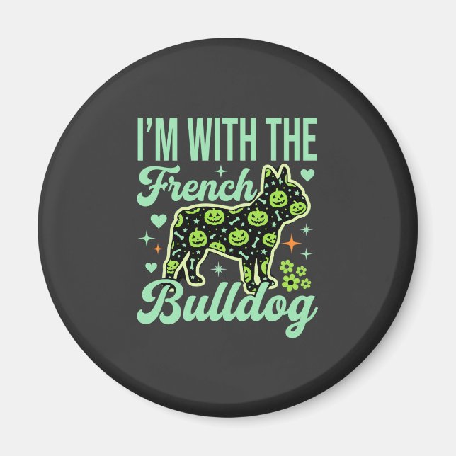 French Bulldog Halloween Pumpkin Pattern Design Magnet (Front)