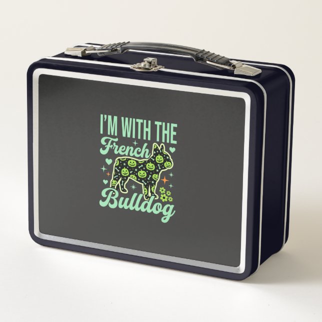 French Bulldog Halloween Pumpkin Pattern Design Metal Lunch Box (Front)
