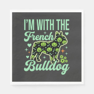 French Bulldog Halloween Pumpkin Pattern Design Napkin