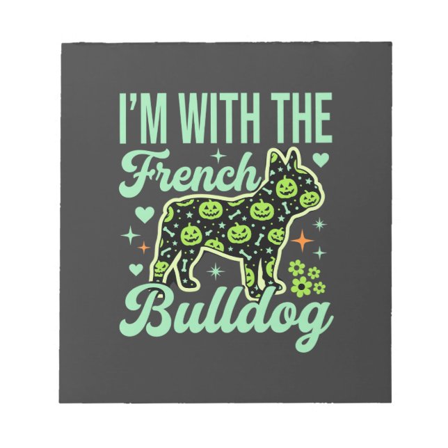 French Bulldog Halloween Pumpkin Pattern Design Notepad (Front)