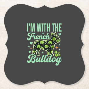 French Bulldog Halloween Pumpkin Pattern Design Paper Coaster