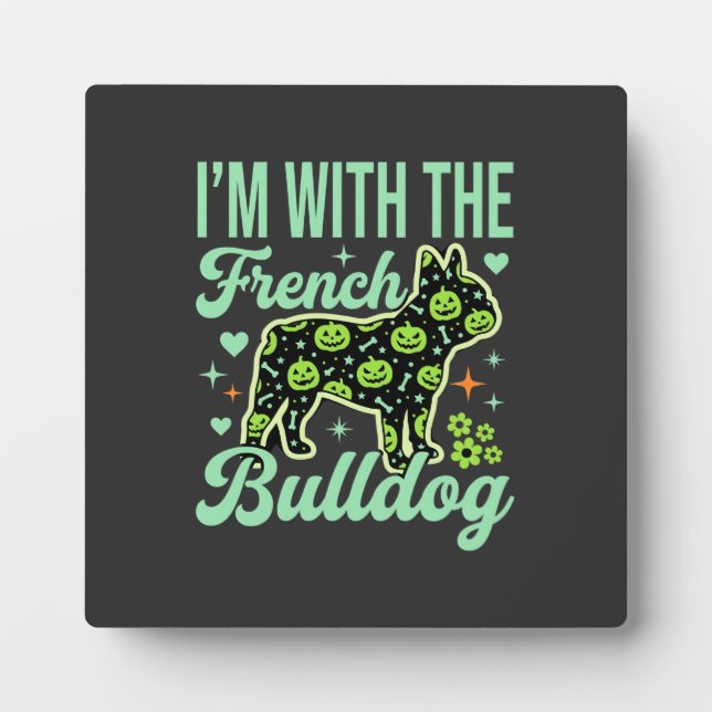 French Bulldog Halloween Pumpkin Pattern Design Plaque (Front)