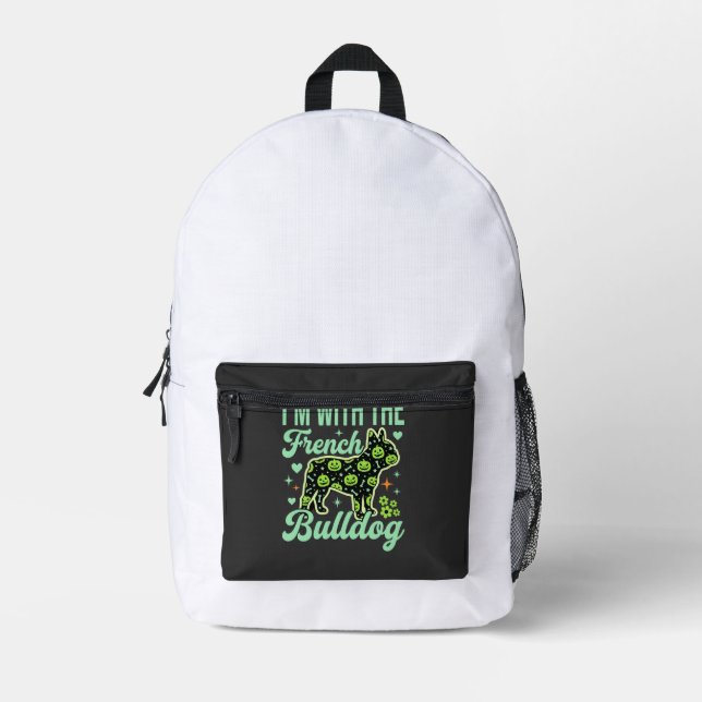 French Bulldog Halloween Pumpkin Pattern Design Printed Backpack (Front)