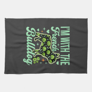 French Bulldog Halloween Pumpkin Pattern Design Tea Towel