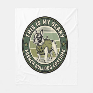 French Bulldog Halloween Scary Costume Fleece Blanket