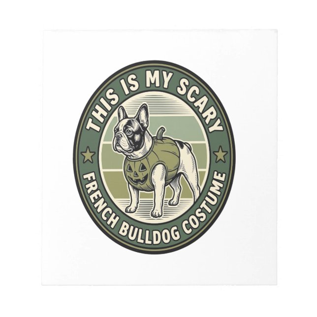 French Bulldog Halloween Scary Costume Notepad (Front)