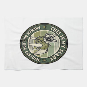 French Bulldog Halloween Scary Costume Tea Towel