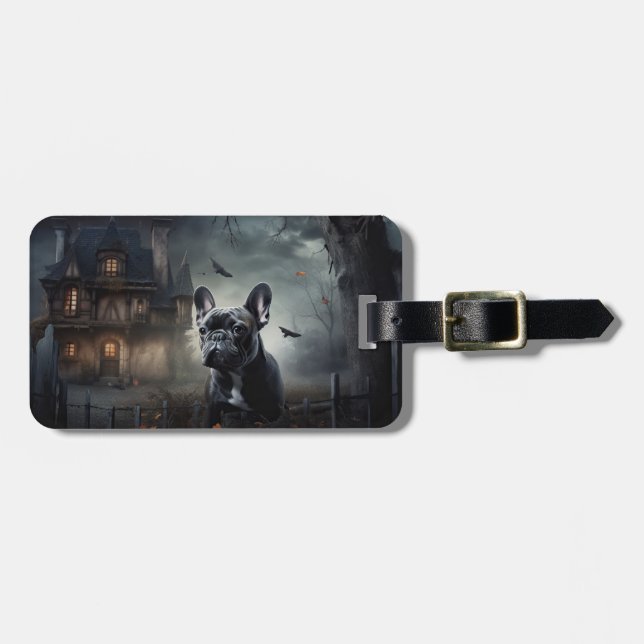 French Bulldog Halloween Scary Luggage Tag (Front Horizontal)