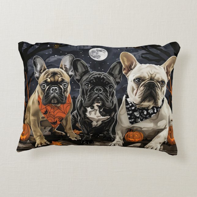 French Bulldog Halloween Spooky Decorative Cushion (Back)