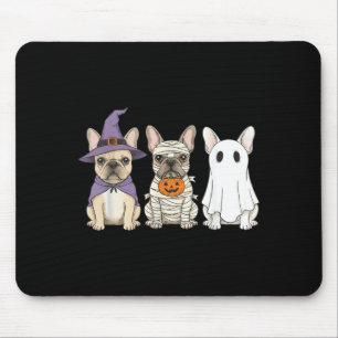French Bulldog Halloween Witch Mummy Ghost Mouse Pad