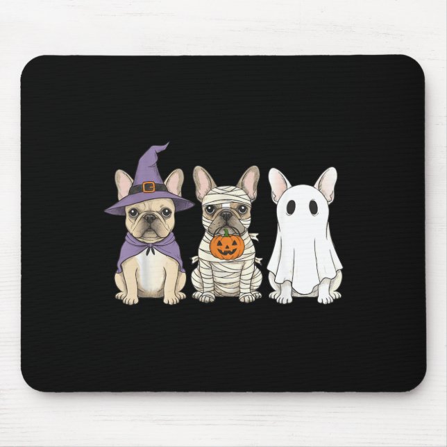 French Bulldog Halloween Witch Mummy Ghost Mouse Pad (Front)