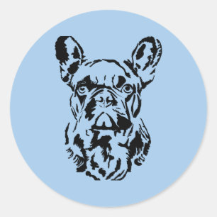 French Bulldog Hand Drawn Digital Shadow Art Classic Round Sticker