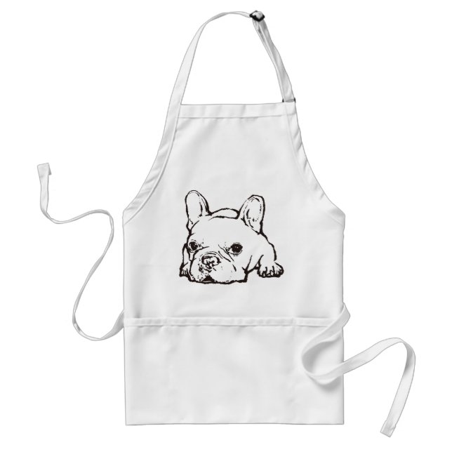 French Bulldog Handwritten Illustration apron (Front)