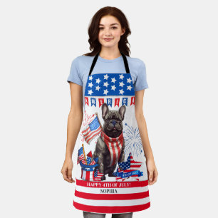 French Bulldog Happy 4Th Of July America Patriotic Apron