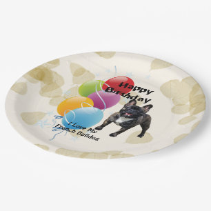 French Bulldog Happy Birthday Decor Paper Plate