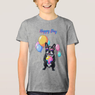 French Bulldog Happy Day Französische Bulldogge Tri-Blend Shirt