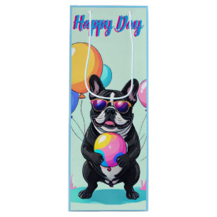 French Bulldog Happy Day Französische Bulldogge Wine Gift Bag