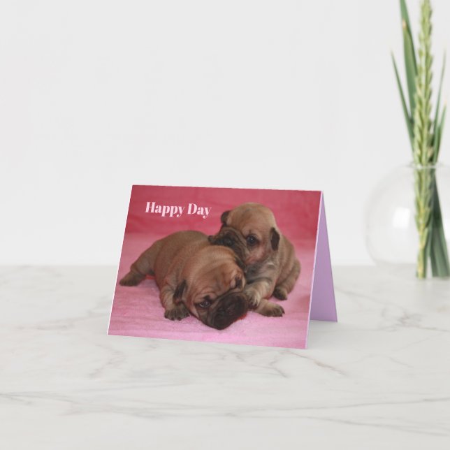 French Bulldog Happy Day French Bulldog Holiday Card (Front)