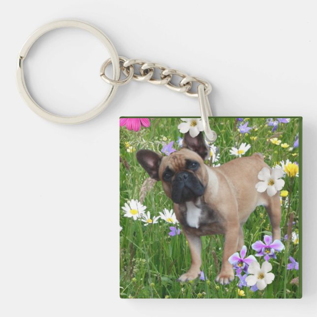 French Bulldog Happy Day French Bulldog Key Ring (Front)