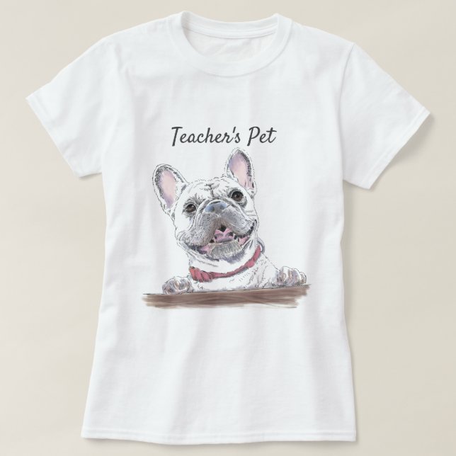 French Bulldog Happy Dog Drawing Personalised T-Shirt (Design Front)