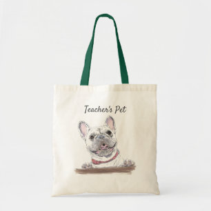 French Bulldog Happy Dog Drawing Personalised Tote Bag