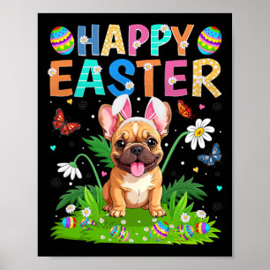 French Bulldog Happy Easter Egg Hunt Bunny Ear Eas Poster