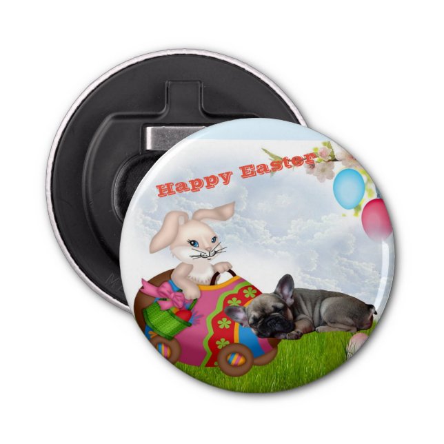 French Bulldog Happy Easter French Bulldog Bottle Opener (Front)