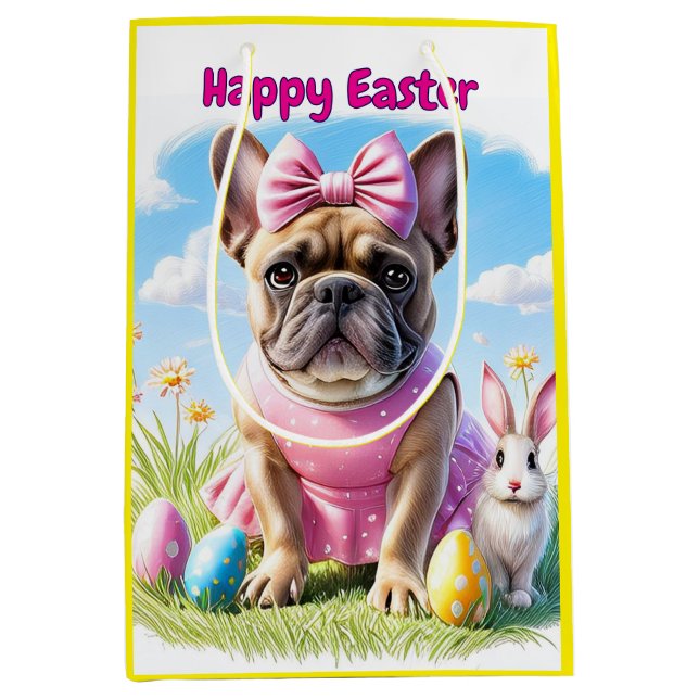 French Bulldog Happy Easter French Bulldog Medium Gift Bag (Front)