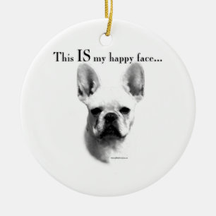 French Bulldog Happy Face Ceramic Tree Decoration