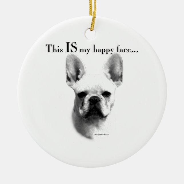 French Bulldog Happy Face Ceramic Tree Decoration (Front)