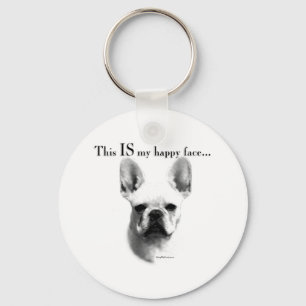 French Bulldog Happy Face Key Ring