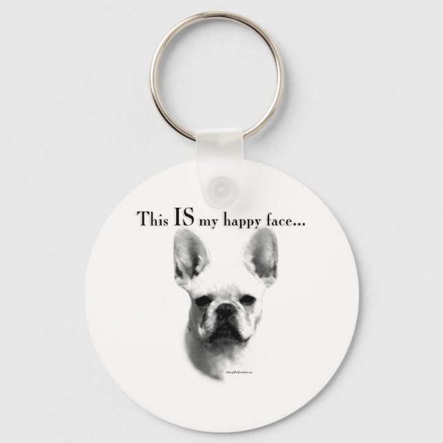 French Bulldog Happy Face Key Ring (Front)