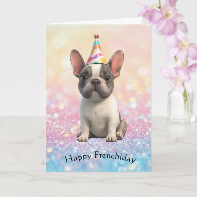 French Bulldog "Happy Frenchiday" Card (Orchid)