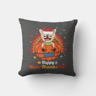 French Bulldog Happy HalloThanksMas 2020 Cute Dog Cushion