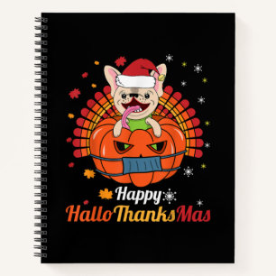 French Bulldog Happy HalloThanksMas 2020 Cute Dog Notebook