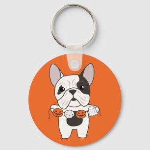 French Bulldog Happy Halloween Dog Costume Keychai Key Ring