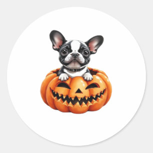 French Bulldog Happy Halloween pumpkin Classic T-S Round Sticker