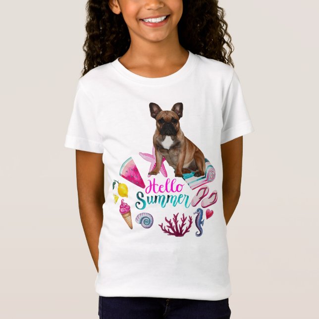 French Bulldog Happy Summer French Bulldog T-Shirt (Front)