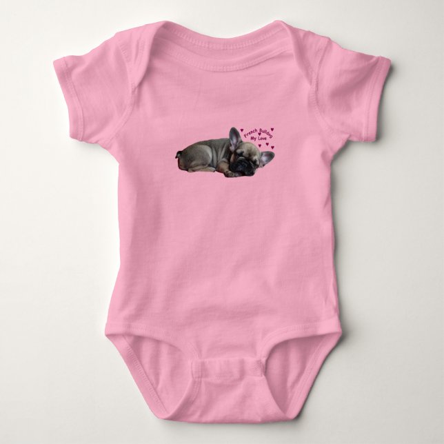 French Bulldog Heart French Bulldog Baby Bodysuit (Front)