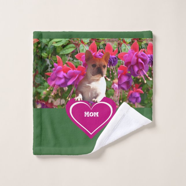 French Bulldog Heart French Bulldog Mother Wash Cloth (Wash Cloth)
