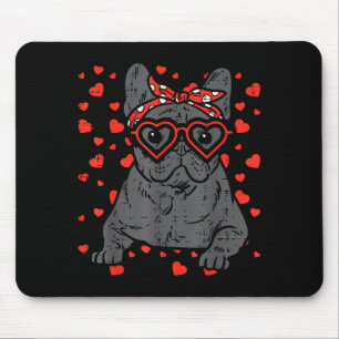 French Bulldog Heart Gles Valentine Day Frenchie D Mouse Pad