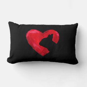 French Bulldog Heart Silhouette Valentines Day Dog Lumbar Cushion