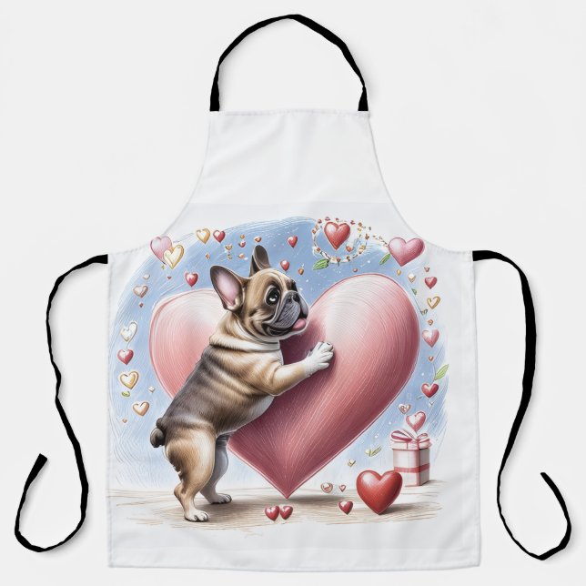 French Bulldog Heart Skip French Bulldog Apron (Front)