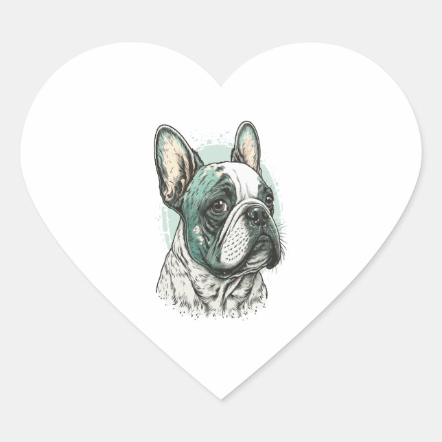 French bulldog heart sticker (Front)