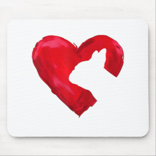 French Bulldog Heart Valentines Day Dog Lover Mouse Pad