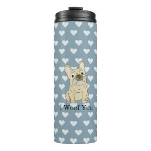 French Bulldog hearts, I Woof You Thermal Tumbler