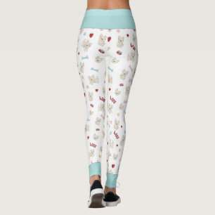 French bulldog hearts paw print dog bone pet lover leggings