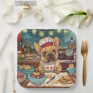French Bulldog Holiday Baking: Festive Christmas Paper Plate